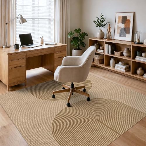 Easy Jute Rug for Pet Homes: 5x5 Outdoor Rug - Geometric Arch Pattern - Image 4