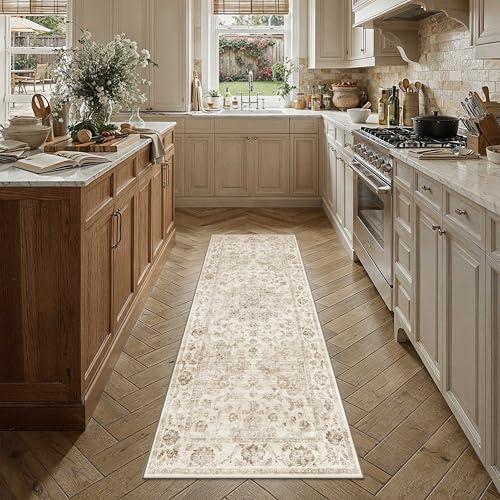 Washable Neutral Beige Kitchen Runner Rug Set of 3 - Image 2