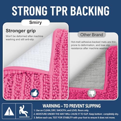 Smiry Bathroom Rugs 47X24, Extra Soft Rubber Backing Chenille Bath Mats - Image 3