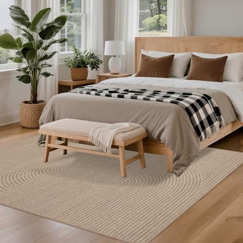 Easy Jute Rug for Pet Homes: 5x7 Outdoor Rug - Swirl Curved Pattern - Image 6