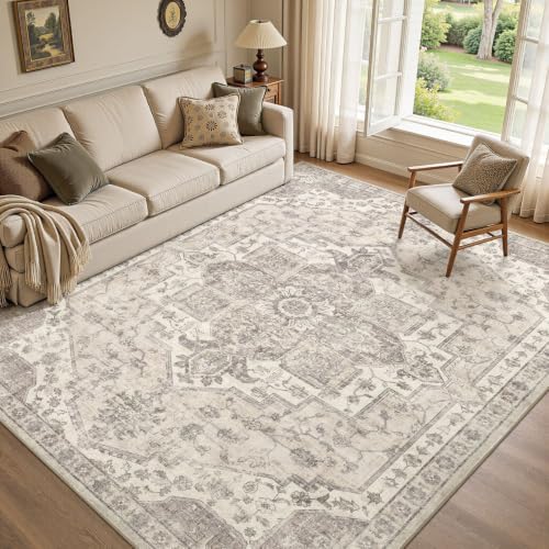 UERMEI 7x9 Area Rug for Living Room Washable Vintage Non Slip Beige Carpet by UERMEI