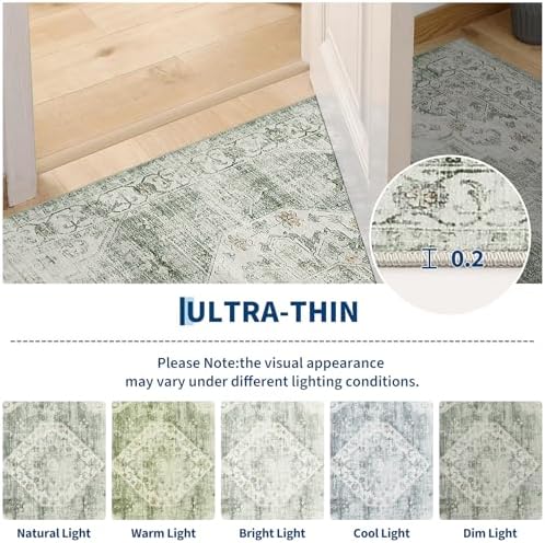 Garvee Sage Green Boho Washable 5x7 Area Rug for Bedroom Living Room - Image 6