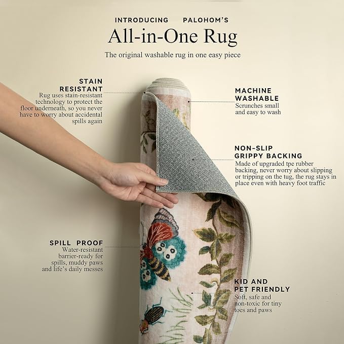 4x6 Washable Area Rugs for Entryway: Small Living Room Rug Stain Resistant Non Slip Low Pile Soft Faux Wool Throw Rug for Bedroom Kitchen Bathroom Laundry Room Dorm Home Office Front Door Entry Indoor - Image 2