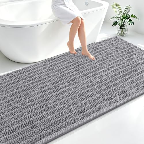 Smiry Bathroom Rugs 120X36, Extra Soft Rubber Backing Chenille Bath Mats by Smiry