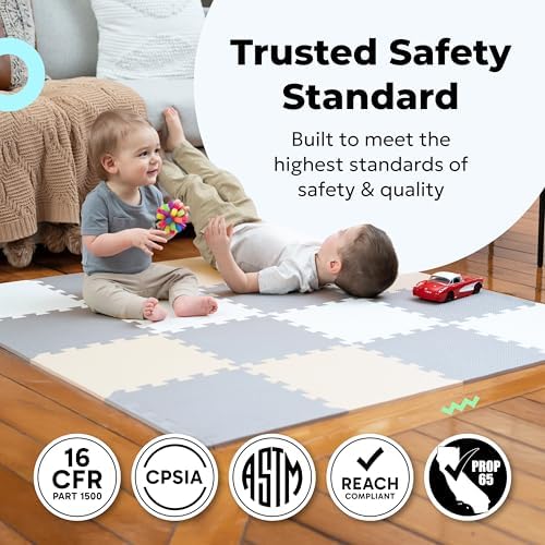 MioTetto Baby Play Mat, Soft Foam Floor Tiles for Kids. Adjustable Interlocking Foam Tiles, Fits with 50x50 Playpen Baby mat for Crawling & Development, Safe & Non-Toxic Playmat for Babies 6-12 Months - Image 2