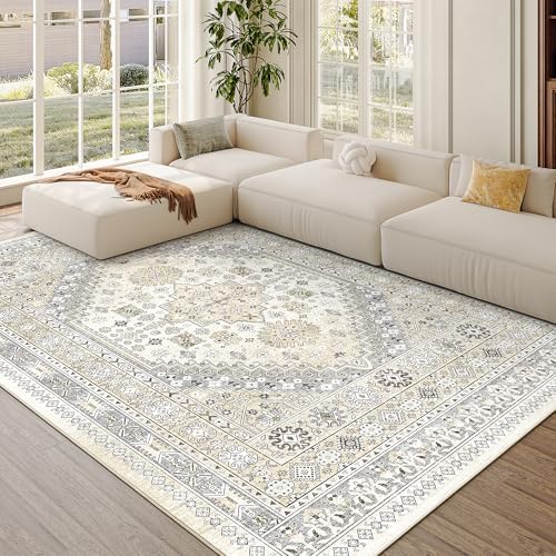 zesthome 7x9 Area Rugs for Living Room,Large Washable Rug,Beige - Image 4