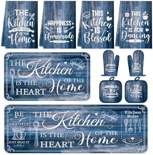 Fourluoo 10 Pcs Blue Kitchen Decor and Accessories Set by Fourluoo