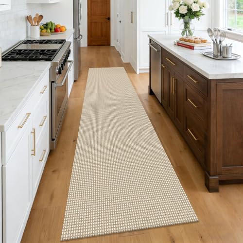 KOZYFLY Cotton Runners Rugs for Hallway 2.5'x10', Washable Runner Rug, Woven Non Slip Kitchen Runner, Braided Entryway Rug, Floor Carpet for Entry, Aisle, Hall, Oatmeal Beige - Image 2