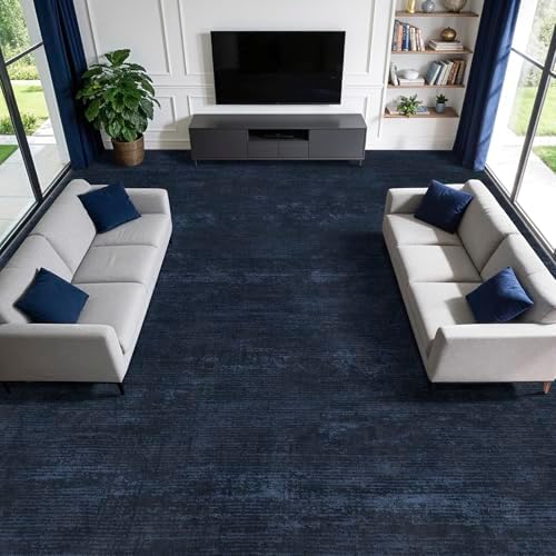 8x10 Washable Area Rug, Navy Blue Solid Area Rugs for Living Room & Bedroom by LIANLAM
