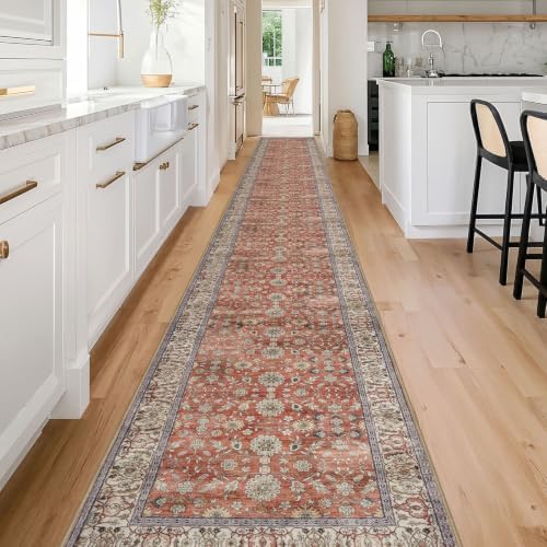 KUTA Vintage Washable Extra Long Runner Rug for Hallway 2.6x20ft Red Clay - Image 3