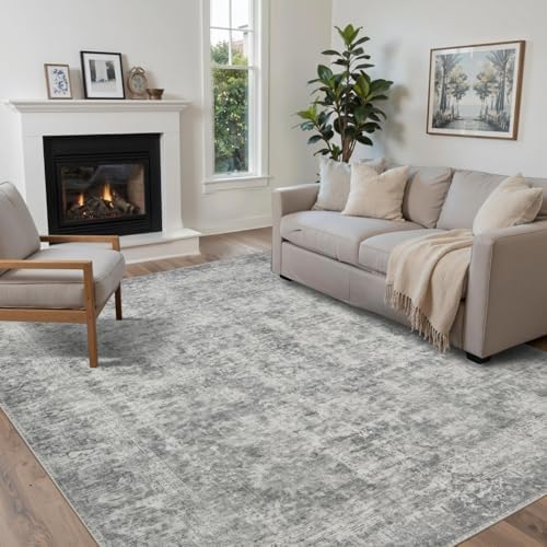 Rugxara Grey Area Rugs 5x7 Washable Rug for Living Room Bedroom