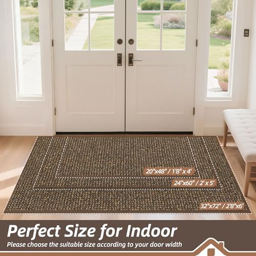 BEQHAUSE Dirt Trapper Door Mat 32" x 72", Non-Slip Washable Doormats, Brown - Image 2