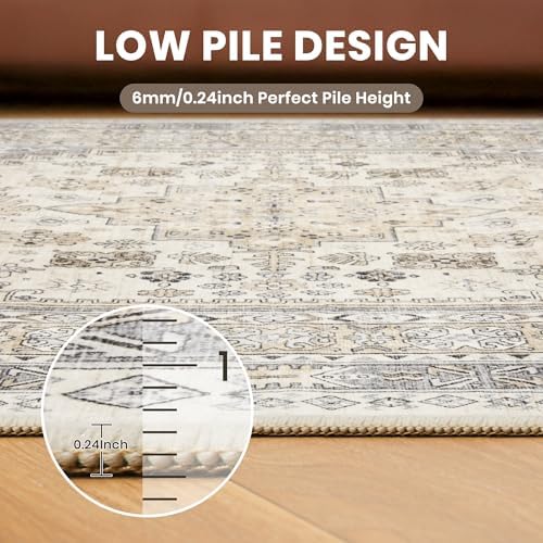 zesthome 2x6 Runner Rug Non Slip,Washable Hallway Runner Rug,Beige - Image 7