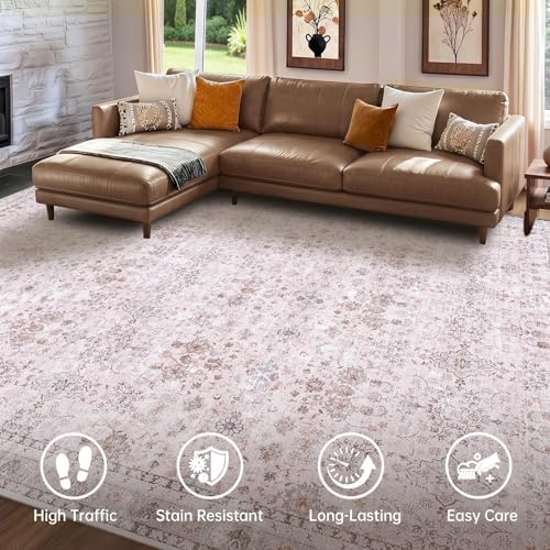 Sasttie 6x9 Area Rugs, Ultra-Soft Washable Rug for Living Room, Pink - Image 2