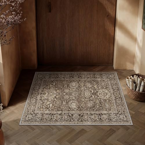 HUGEAR Entryway Area Rugs 2x4 Brown Vintage Rug - Image 2