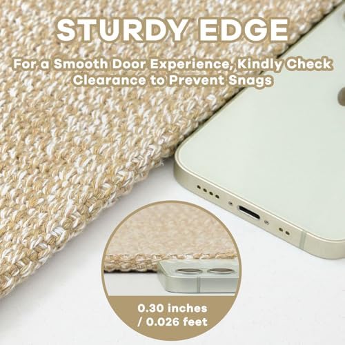 EARTHALL Washable Entryway Rug, Non Slip, 3x5 Ft, Golden Beige/White - Image 3