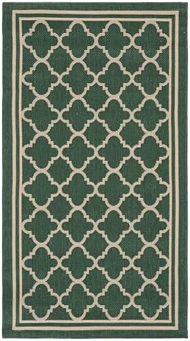 SAFAVIEH Courtyard Collection 4' x 5'7" Dark Green/Beige CY6918 Trellis Indoor/ Outside Waterproof Easy cleansingPatio Backyard Mudroom Area Mat - Image 2