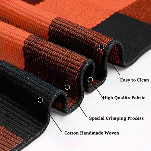 KILOCOCO 2.3'x3.6' Fall Orange Buffalo Plaid Rug Halloween Front Door Mat - Image 4