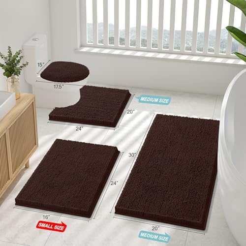 Smiry Bathroom Rugs 45X27, Luxury Chenille Extra Soft Absorbent Bath Mat - Image 3