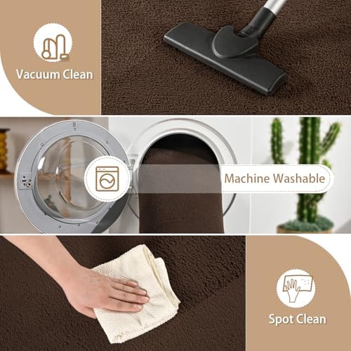 AROGAN 5x7 Area Rugs for Living Room Non Slip Dorm Bedroom Rug, Coffee - Image 4