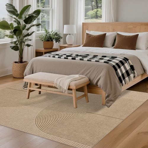Easy Jute Rug for Pet Homes: 5x7 Outdoor Rug - Geometric Arch Pattern - Image 3