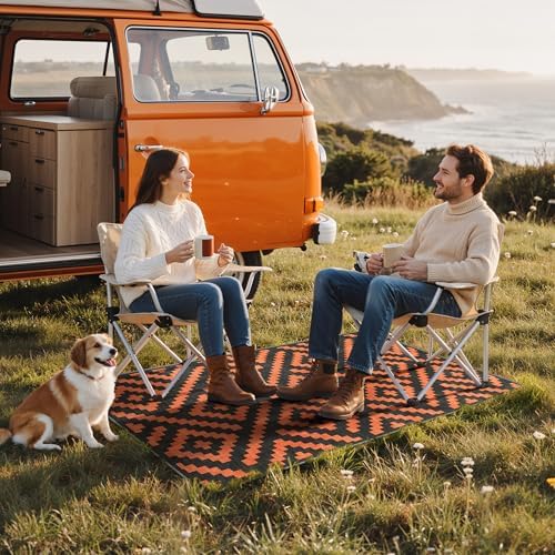 GENIMO Fall Decor Outdoor Rug 3'x5' for Porch, Plastic Door Mat Orange Noir - Image 5