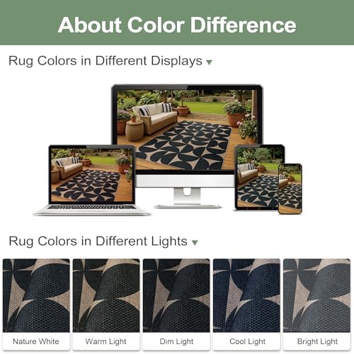 Lahome Semi Circle Front Porch Rug, Black 3x5 Easy Jute Outdoor Patio Rug - Image 2