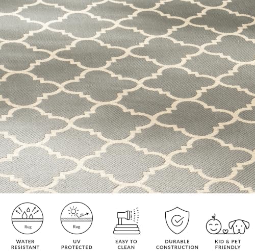 SAFAVIEH Washable Rug Outdoor Courtyard Collection - 2'3" x 14' Runner, Anthracite & Beige, Non-Shedding & Easy Cleaning, Ideal for Patio, Entryway, Mudroom, Hallway, Kitchen (CY6918-246) - Image 6