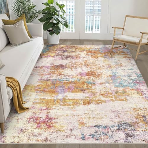 LOONGRUG 6x8 Area Rug Washable Neutral Modern Living Room Rug Multi Gold by LOONGRUG