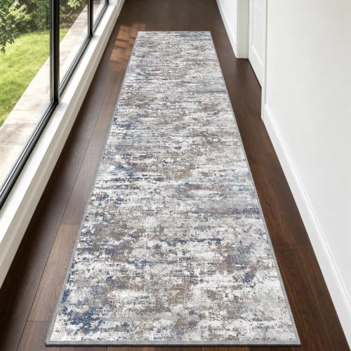 Hallway Runner Rug 2x8 Textured Non Slip Carpet Runner, Abstract Multi by TTelephant