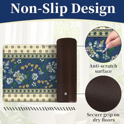 2PCS Vintage Floral Non-Slip Kitchen Mats, Anti-Fatigue Soft Rugs for Floor - Image 4