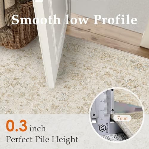 2x3 Beige Washable Area Rug Non Slip Retro Distressed Doormat - Image 5