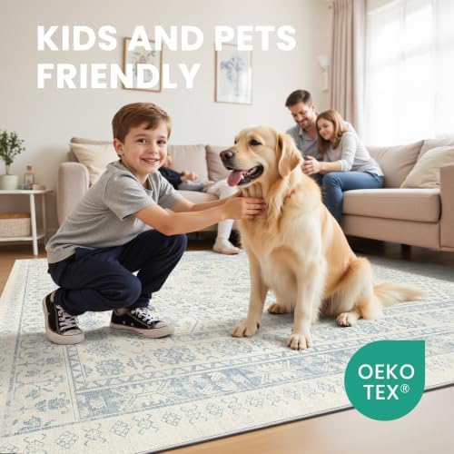 zesthome 6x9 Area Rugs for Living Room,Large Washable Rug,Blue - Image 6