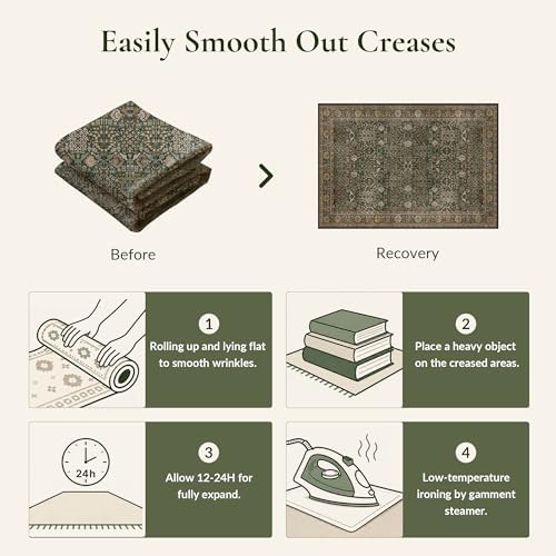 Bavni 2x10 Kitchen Runner Rug, Washable Non Slip, Dark Green Brown - Image 7