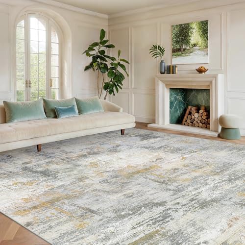 Amada Washable 10'x14' Abstract Area Rug for Living Room Beige - Image 2