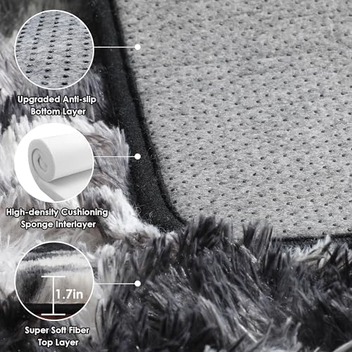 ONASAR 8x10 Area Rugs for Living Room, Black and White Large Fluffy Bedroom Rug, Soft Plush Thick Shaggy Big Floor Carpet for Kids Boy Girls Teen Dorm Nursery Indoor Home Decor Aesthetic - Image 3
