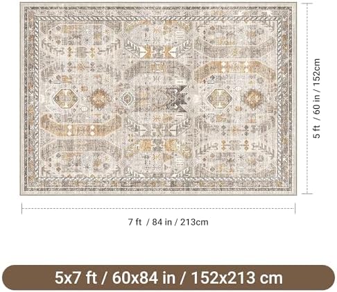 befbee Washable 5x7 Area Rug Non Slip Stain Resistant Rug for Living Room - Image 2