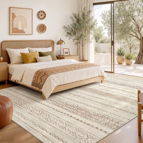 Nakagishi Boho 6x9 Area Rug Living Room Rugs Machine Washable Brown - Image 6