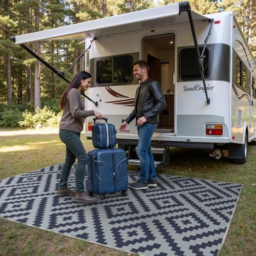 GENIMO Outdoor Rug, Waterproof Plastic Rugs for Patio, 5'x8' Slate Blue - Image 3