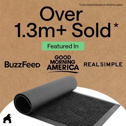 GORILLA GRIP WeatherMAX Door Mat, Indoor Outdoor Use, 47x35, Black Maze - Image 4