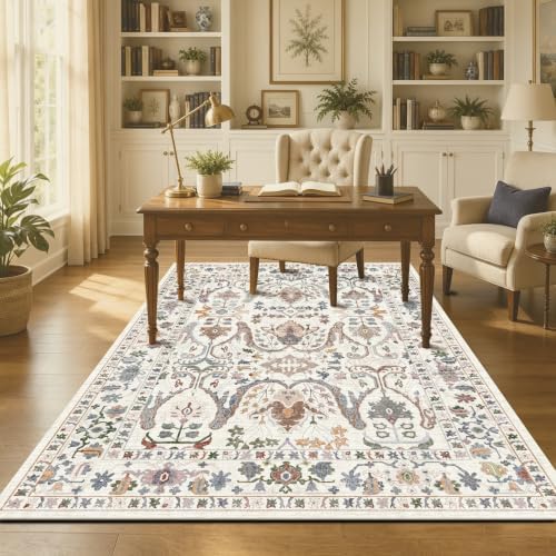 Area Rug Living Room Rugs 5x7 Washable Floral Rug - Image 5