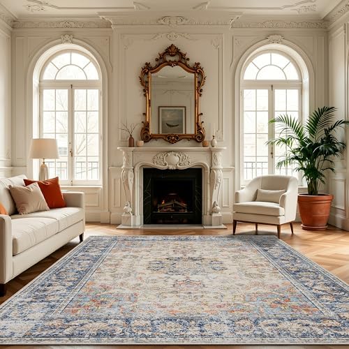 Ruaruarug Washable Area Rug 8×10 for Living Room, Ultra Soft, Navy Brown by Ruaruarug