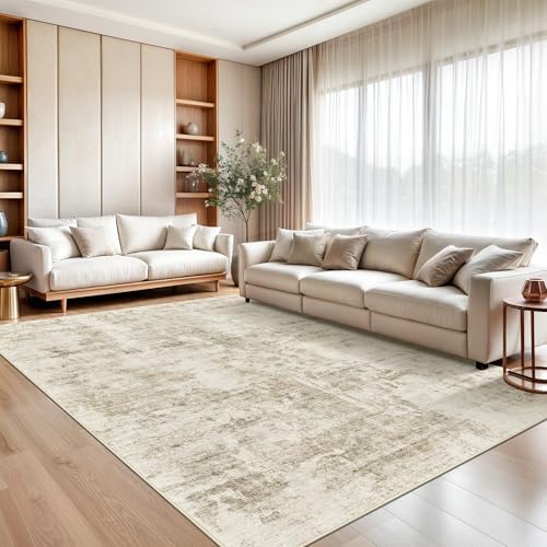 Soalmost Abstract Area Rug 6x9 for Living Room Washable Rugs Beige/Gray - Image 2
