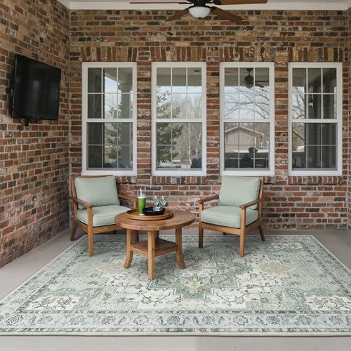 GENIMO Indoor Outdoor Rug, Washable for Patio and Deck, Mint Green, 5x8 - Image 3