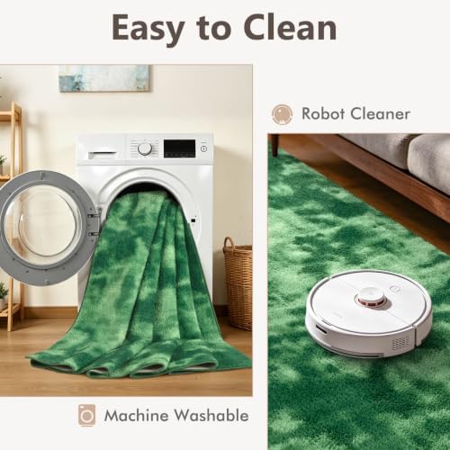 2x8 Tie-dye Green Runner Rug Washable Non-Slip for Kitchen Hallway Bathroom - Image 6
