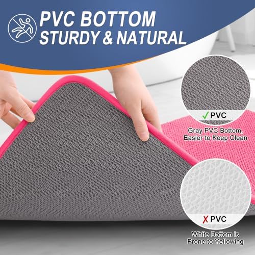OLANLY Memory Foam Bathroom Runner Rugs 59x24, Absorbent Long Mat, Hot Pink - Image 4