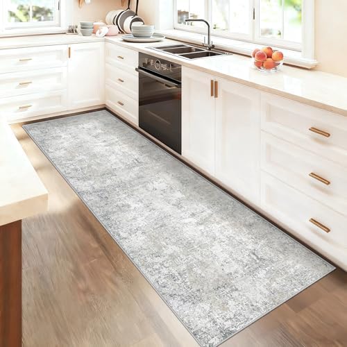 XLUEZ 2x7 Runner Rug for Hallway, Washable Modern Abstract Runner Rugs Neutral Soft Non Slip Kids Rug Stain Resistant Indoor Runners for Entryway Bedroom Kitchen Laundry Room(BeigeGrey, 2'x7') - Image 3
