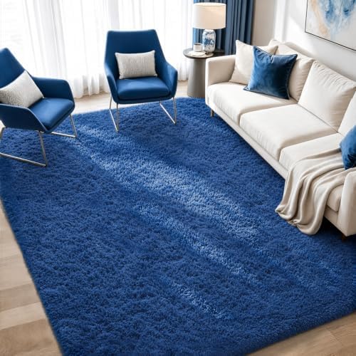 Ophanie 5x7 Blue Rugs for Living Room,Kids Rug,Playroom Navy Area Rugs for Boys Girls Teen Decor,Fluffy Fuzzy Soft Plush Shaggy Bedside Floor Bedroom Carpet for Teen with Over 99 pcs Pile fibers - Image 5