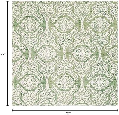 SAFAVIEH Blossom Collection Area Rug - 6' Square, Green & Ivory, Handmade Wool, Ideal for High Traffic Areas in Living Room, Bedroom (BLM112Y) - Image 2