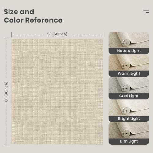 Valenrug 5x8 Area Rug, High-Low Pile Washable Rugs for Living Room, Beige - Image 2